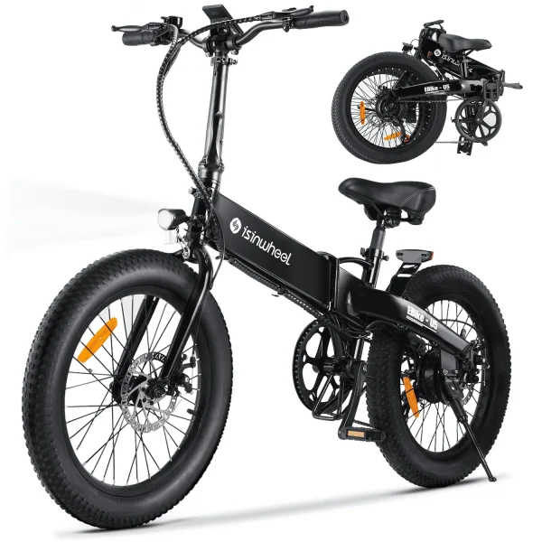 isinwheel U5-W Electric Bike Adult 500W, 20MPH, Max Range 45+ Mile E Bike, 20" Folding Bikes, 48V Removable Battery Electric Bicycle